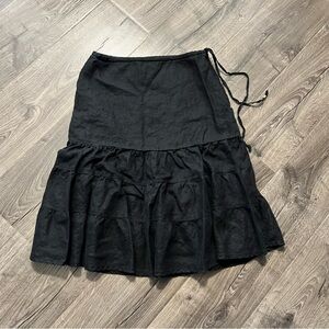 GAP Women’s Linen/Cotton Black Ruffle Midi Skirt Size 4 Reg (26”Length)